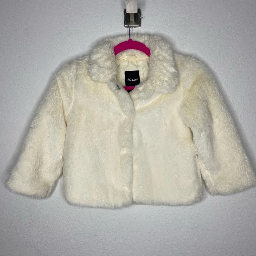 Me Jane Girls White/Off-White Faux Fur Coat Size 4/5